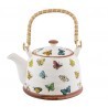 Clayre & Eef Porcelanowy Dzbanek z Rattanowym Uchem G CE6CETE0025