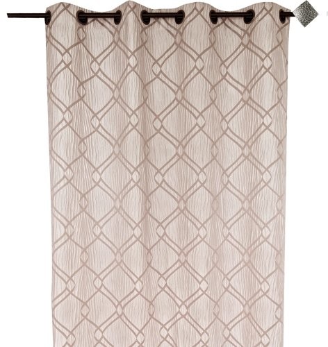 Homemaison Home Maison hm698853754 zasłona z oczkami Zürich, tkanina żakardowa, o wyglądzie zagniecenia, skrzyżowane linie, 135 x 260 cm, kolor kości słoniowej HM698853754