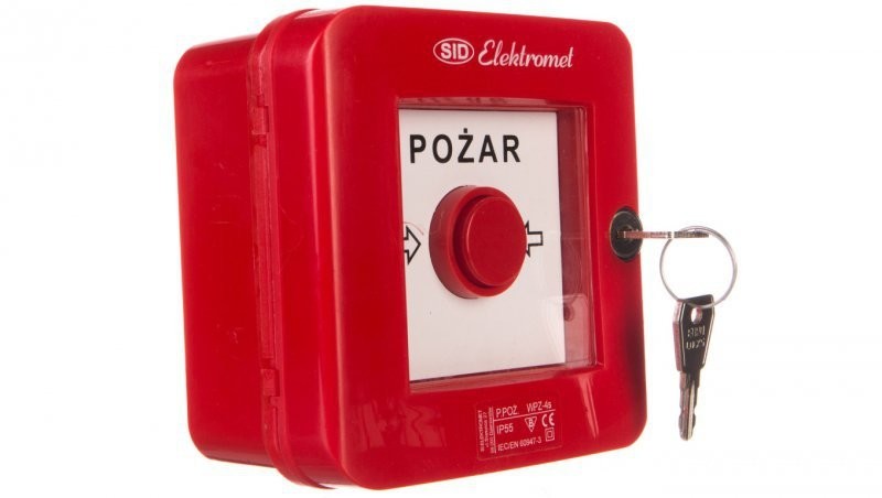 elektromet Ręczny ostrzegacz pożarowy z zamkiem 2Z 2R 12A IP55 WPZ-4s 921462 921462