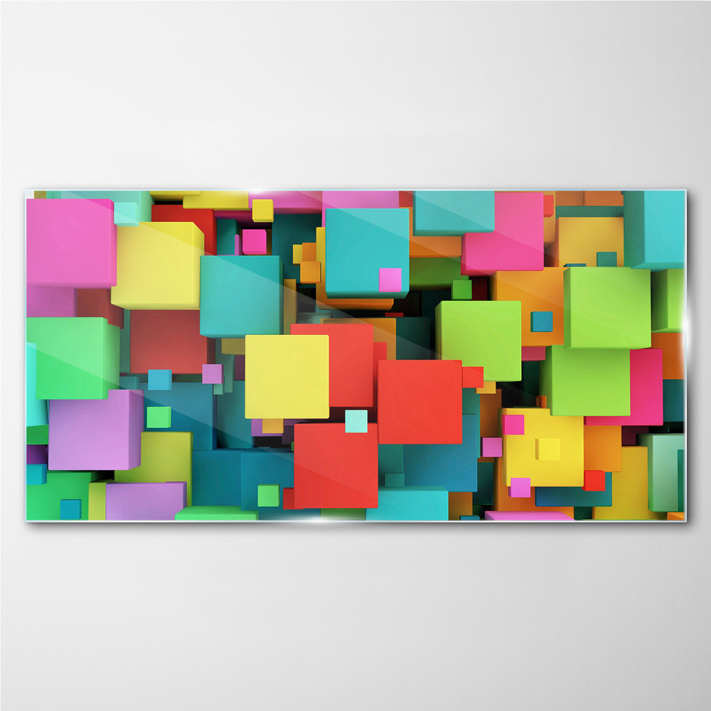 PL Coloray Obraz na Szkle Abstrakcyjne kostki 140x70cm