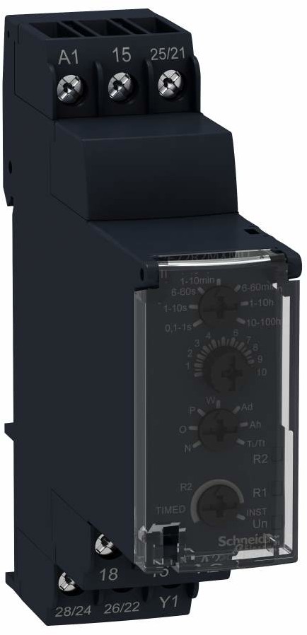 Schneider Electric Przekaźnik-czasowy-wielofunkcyjny-zakres-01s100h-24V-DC-24240V-AC-2-styki-C-O RE22R2MMU