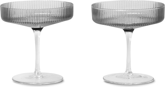 Ferm Living Kieliszki do szampana Ripple przydymione 2 szt. 100126112