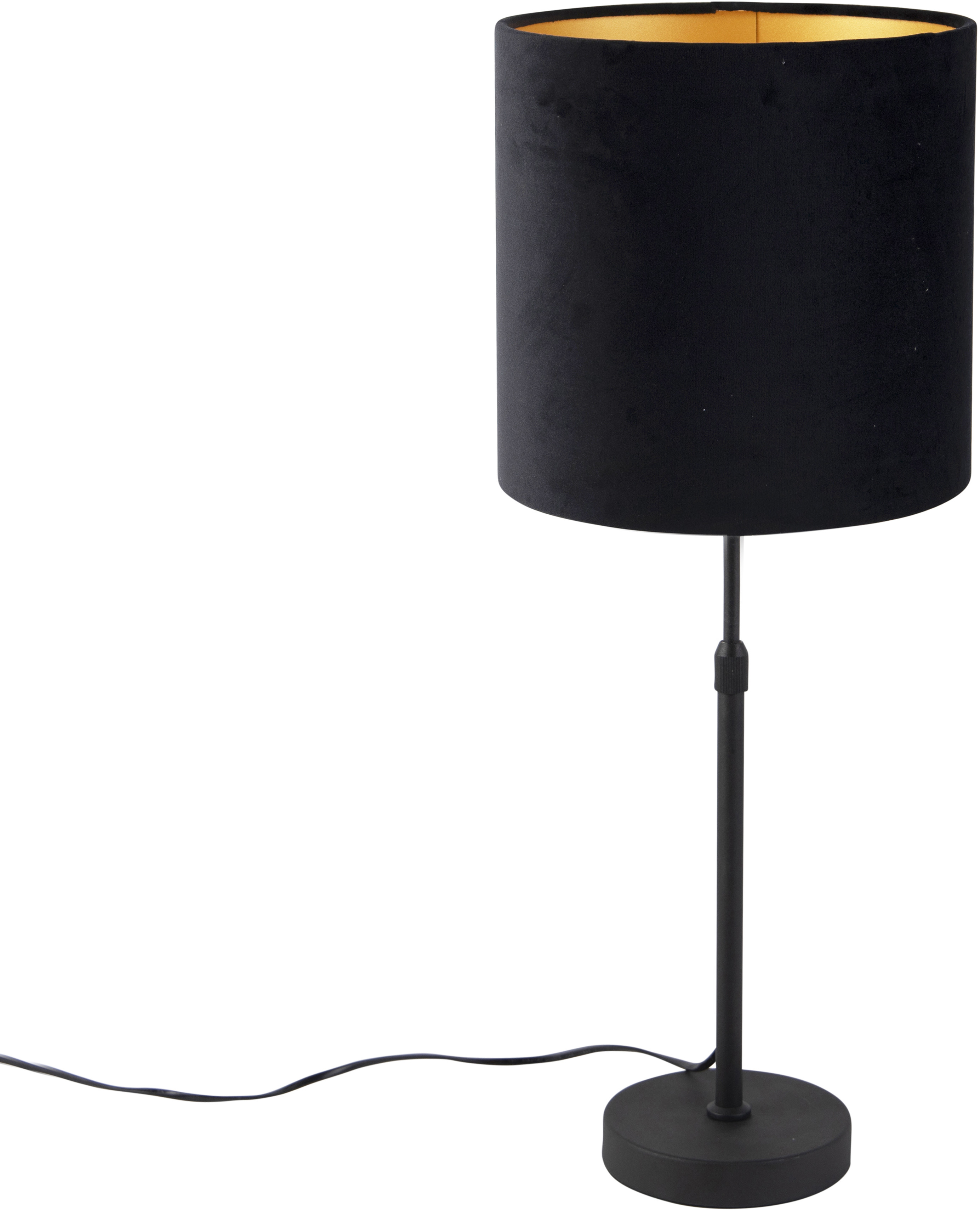 QAZQA Lampa stołowa regulowana czarna klosz welurowy czarny 25cm - Parte