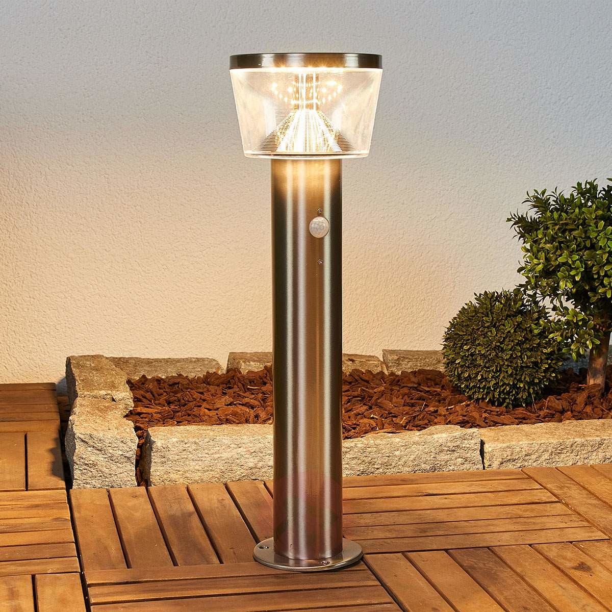 Lampenwelt com Solarna lampa cokołowa LED Antje, czujnik ruchu