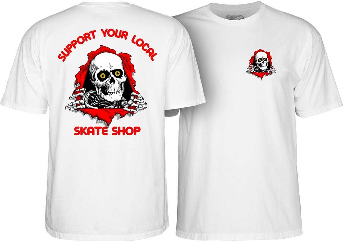 POWELL PERALTA t-shirt POWELL PERALTA RIPPER SUPPORT YOUR LOCAL TEE White