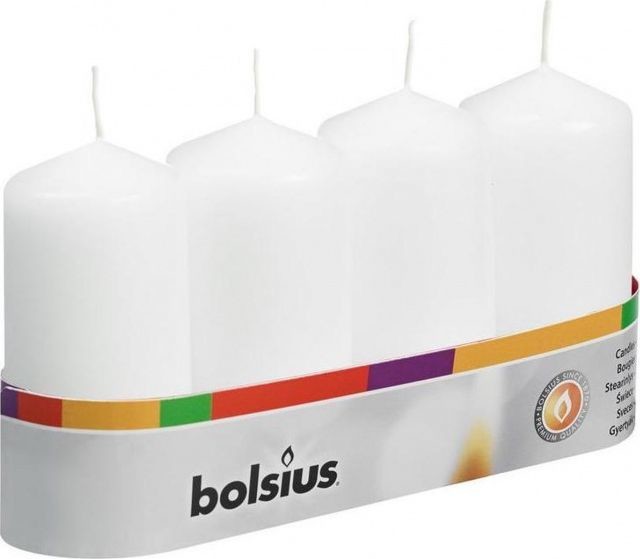 Bolsius świeca blokowa 4,8 x 10 cm 18 godzin wosk biały 4 szt twm_545275