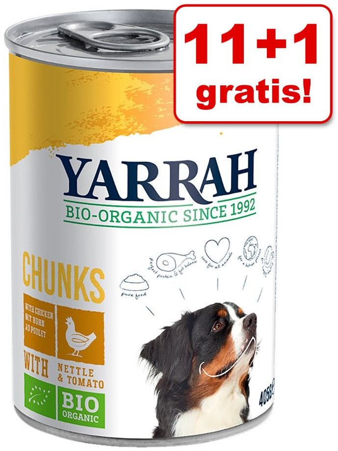 Yarrah 11 + 1 gratis! Bio kawałki 12 x 405 g Kawałki biokurczaka w sosie