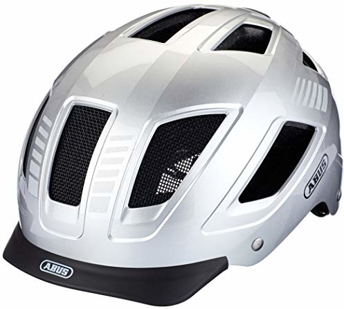 Abus Hyban 2.0 Signal kask rowerowy do użytku na co dzień, z twardą obudową ABS dla kobiet i mężczyzn 86914 srebrny, rozmiar M 86914