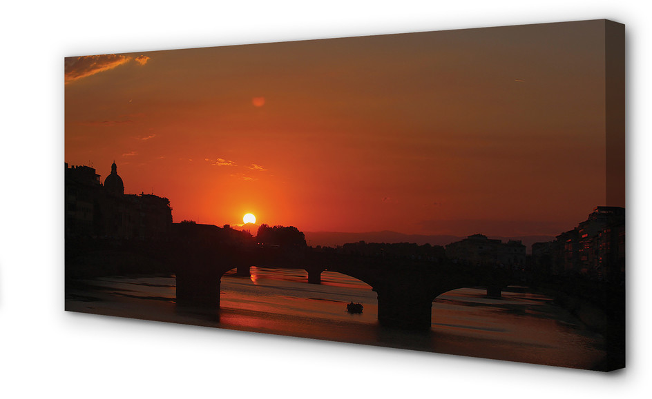 PL Tulup Obrazy na płótnie Włochy Rzeka zachód słońca 140x70cm