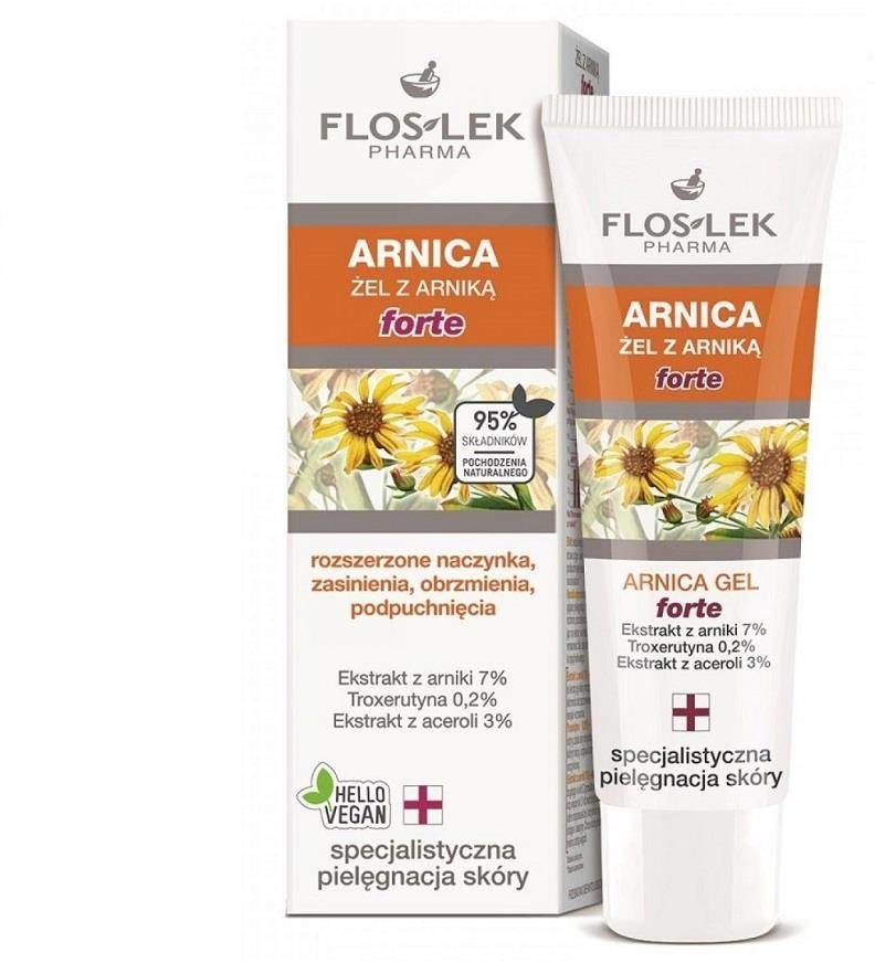 Flos-Lek Arnica żel z arniką forte na rozszerzone naczynka zasinienia obrzmienia i podpuchnięcia 50ml 100091-uniw