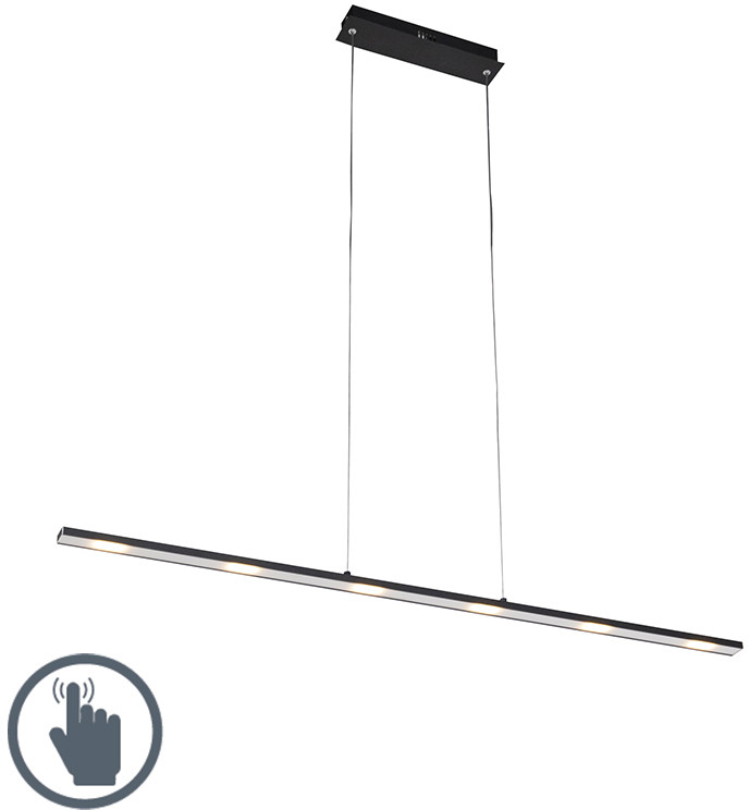 QAZQA Stylowa lampa wisząca czarna z diodą LED ze ściemniaczem dotykowym - Platinum
