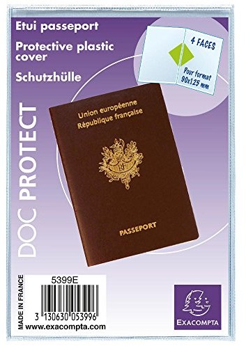 Exacompta 5399e osłon opakowanie, 10 sztuki, do reisepass 2-częściowy z gładkim 150 PCW, 133 X 95 MM 5399E