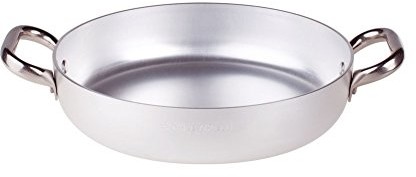 Pentole Agnelli Profesjonalne pentole agnelli aluminium 3 MM, patelnia z dwoma uchwytami, srebrny/czarny, 30 cm ALMA11030