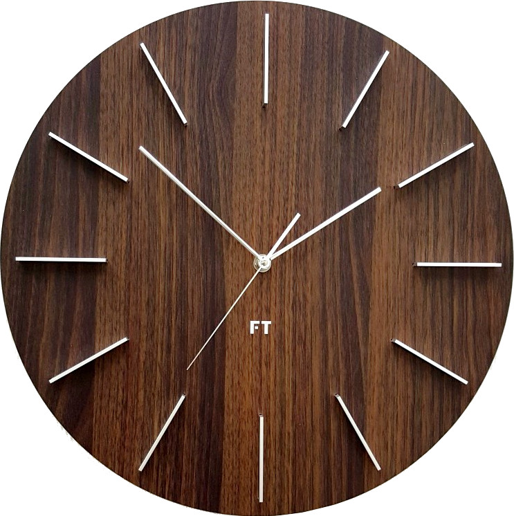 Future Time Future Time Zegar ścienny Round Dark Natural Brown