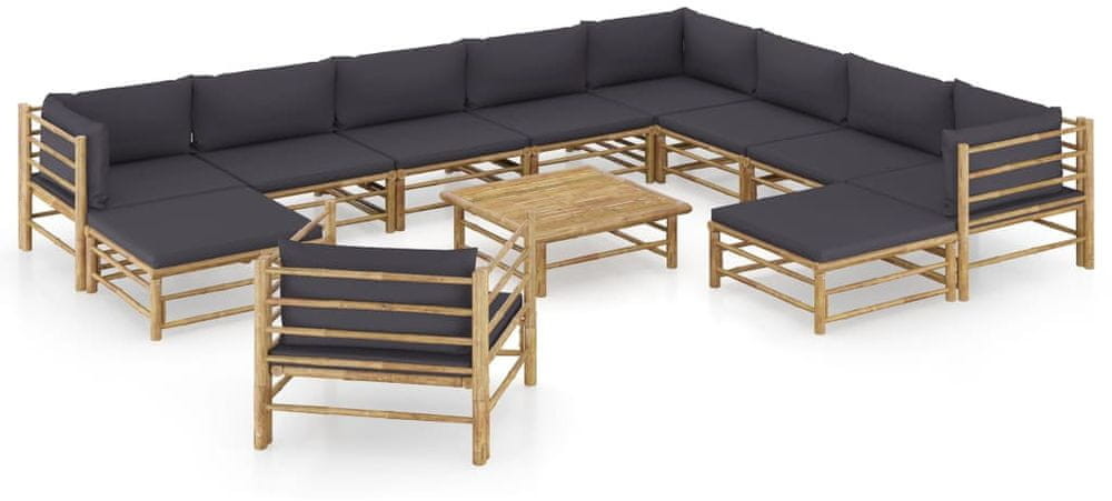 shumee shumee 12 cz zestaw mebli do ogrodu ciemnoszare poduszki bambus