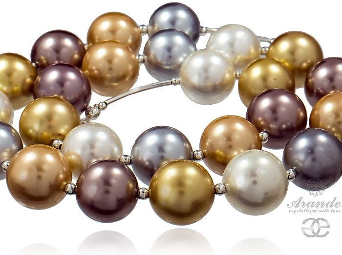 Arande PIĘKNE PERŁY DUŻE SEASHELL NASZYJNIK 16 MM SREBRO 700579