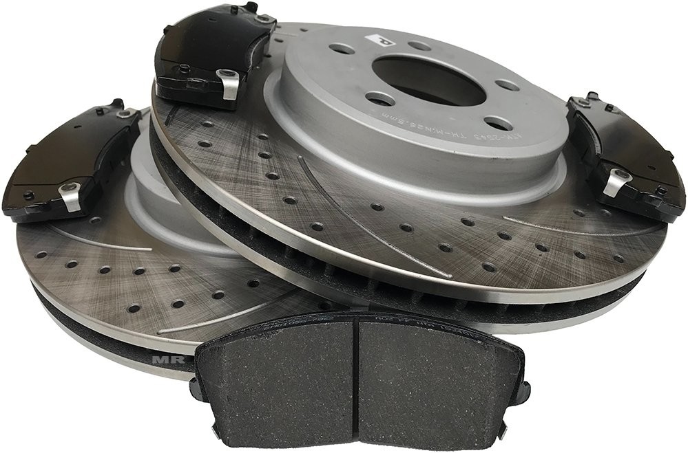 Przednie klocki + WIERCONE nacinane tarcze hamulcowe ATM 320mm Chrysler 300C 2534Ss+SMD1056