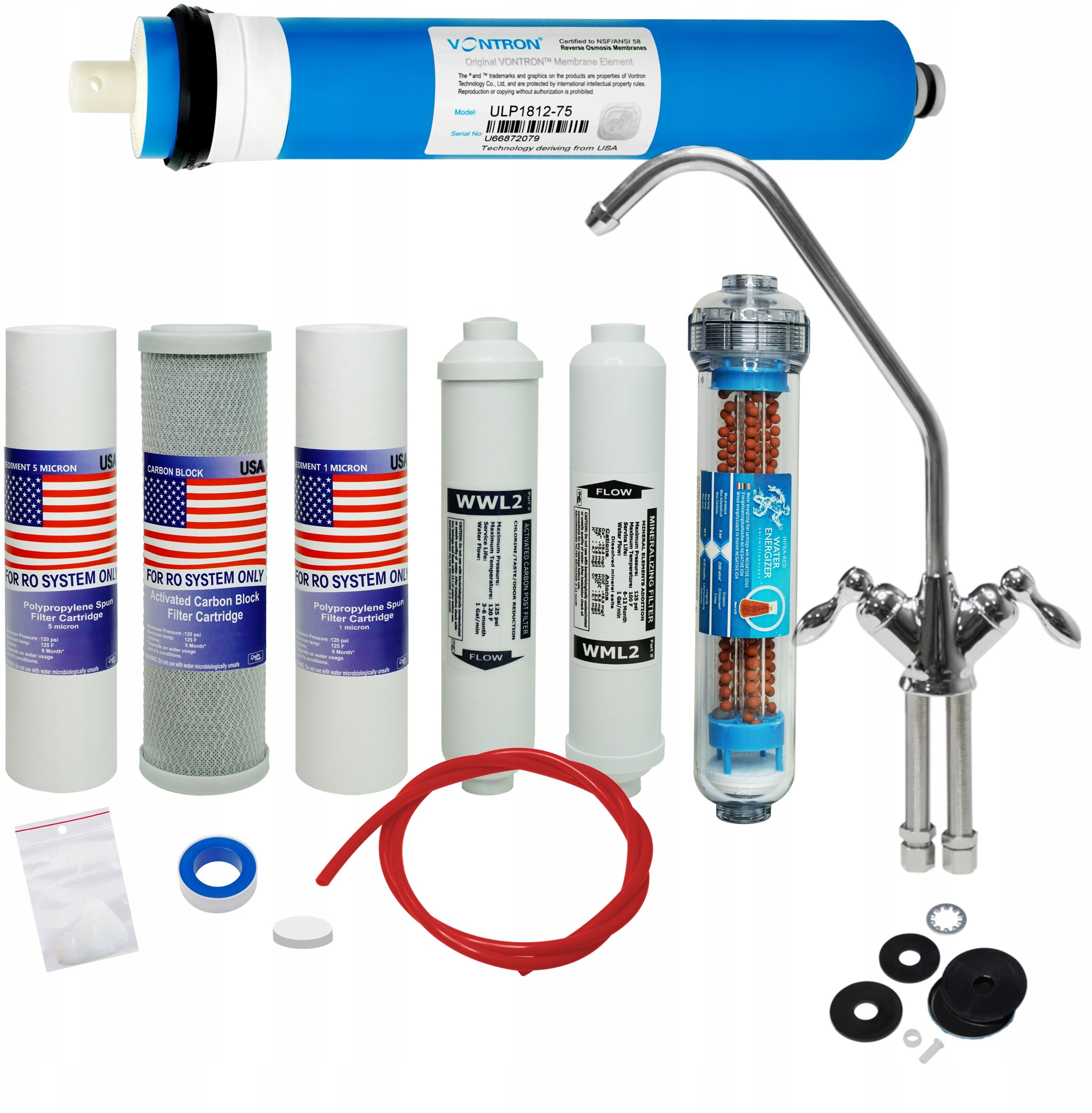 Wkłady Filtr Wody RO7 Wylewka Jonizator Membrana