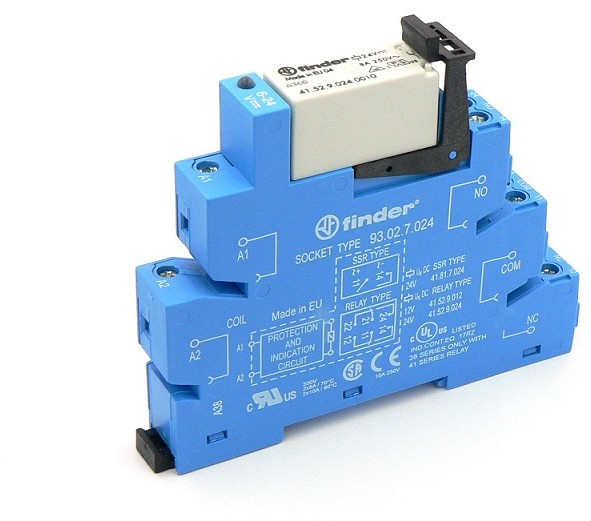 Finder Przekaźnikowy moduł sprzęgający 38.52.8.230.0060 Moduł sprzęgający, przełączne 2CO (DPDT) 8 A AgNi 230240 V AC 38.52.8.230.0060 38.52.8.230.0060