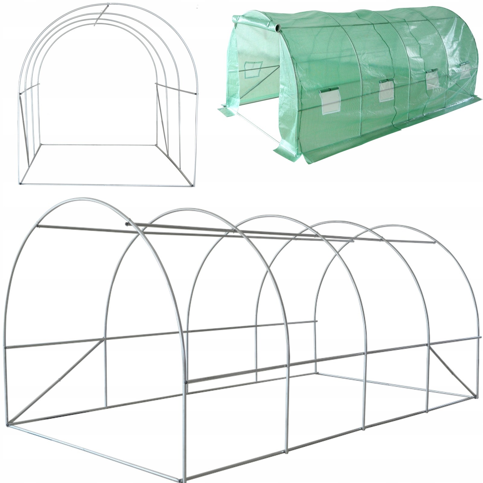 Ogrodowy Tunel Foliowy Stelaż 6x3x2m Szklarnia 18m
