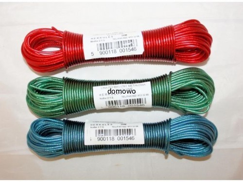 SZNUR LINA NA PRANIE Z METALOWĄ LINKĄ - 20 m