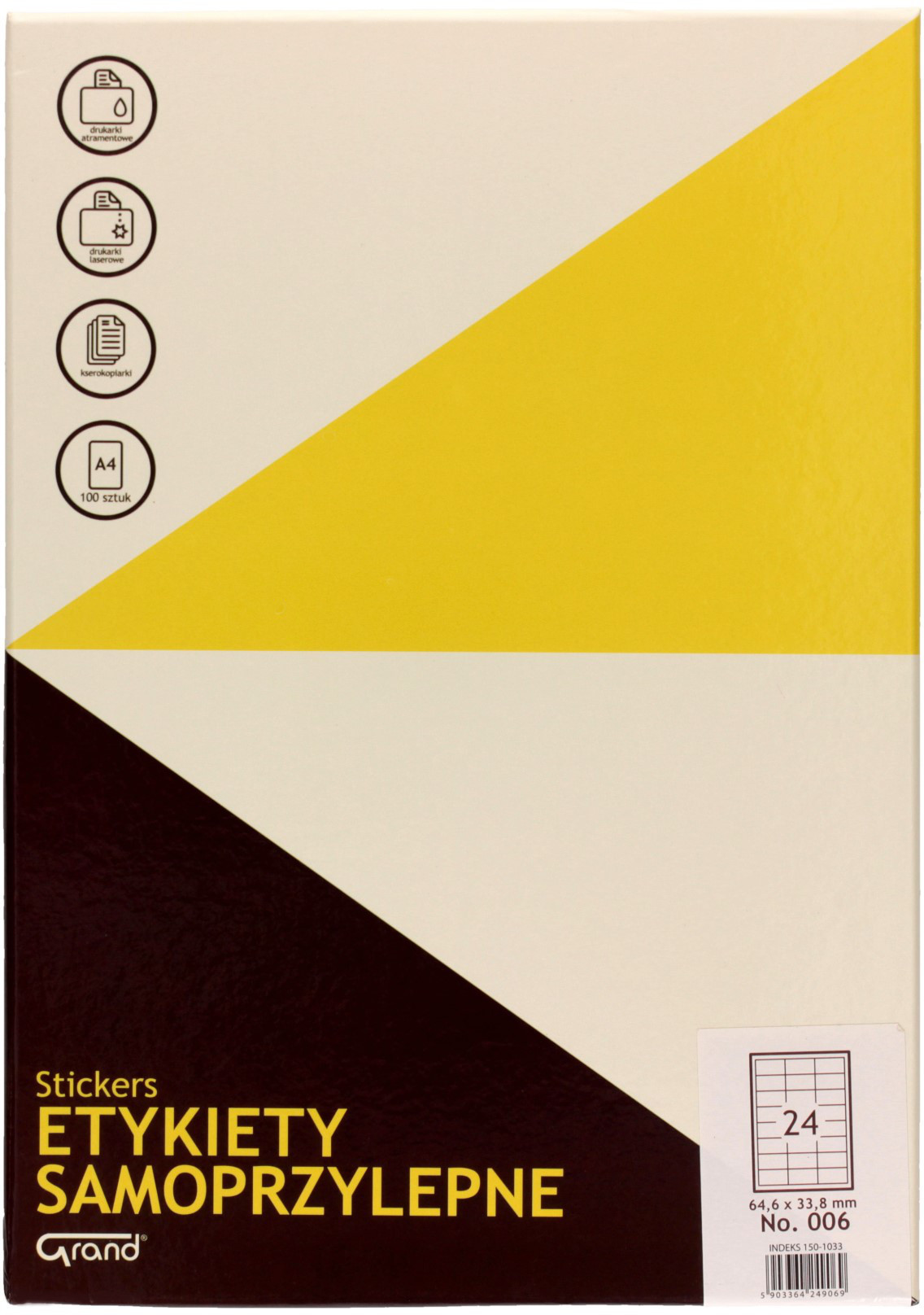 Grand Etykiety uniwersalne 64.6x33.8/24 białe (100)