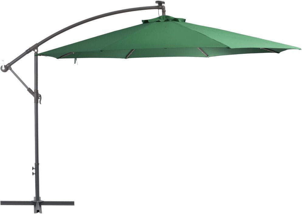 vidaXL Parasol wiszący z LED i metalową rurą, 350 cm, zielony