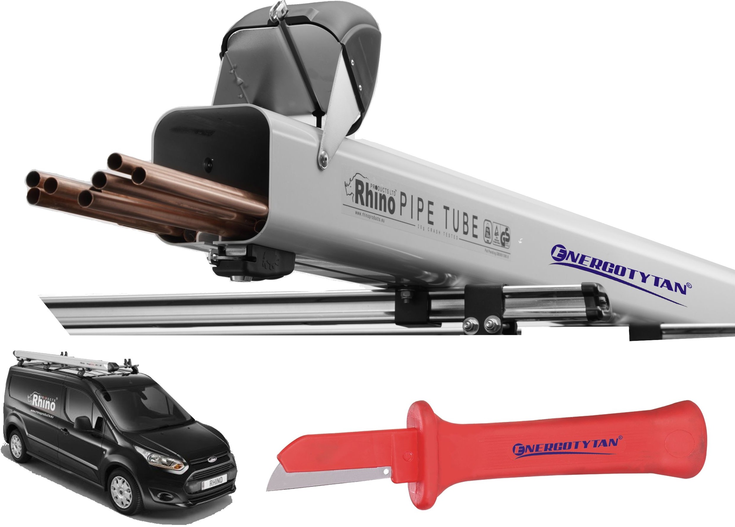 Bagażnik dachowy Tuba Box na rurki wędki 3m Rhino