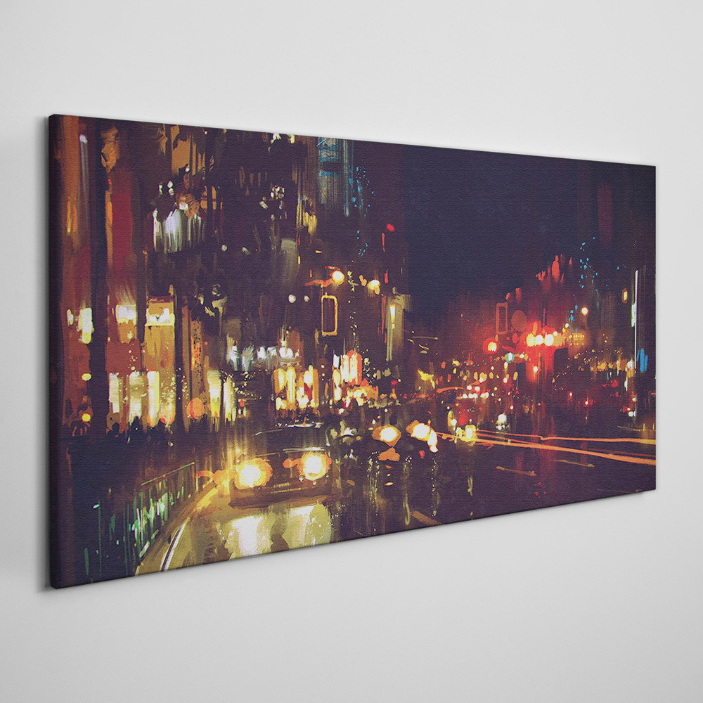 PL Coloray Obraz Canvas Miasto Noc Droga Czarny 100x50cm