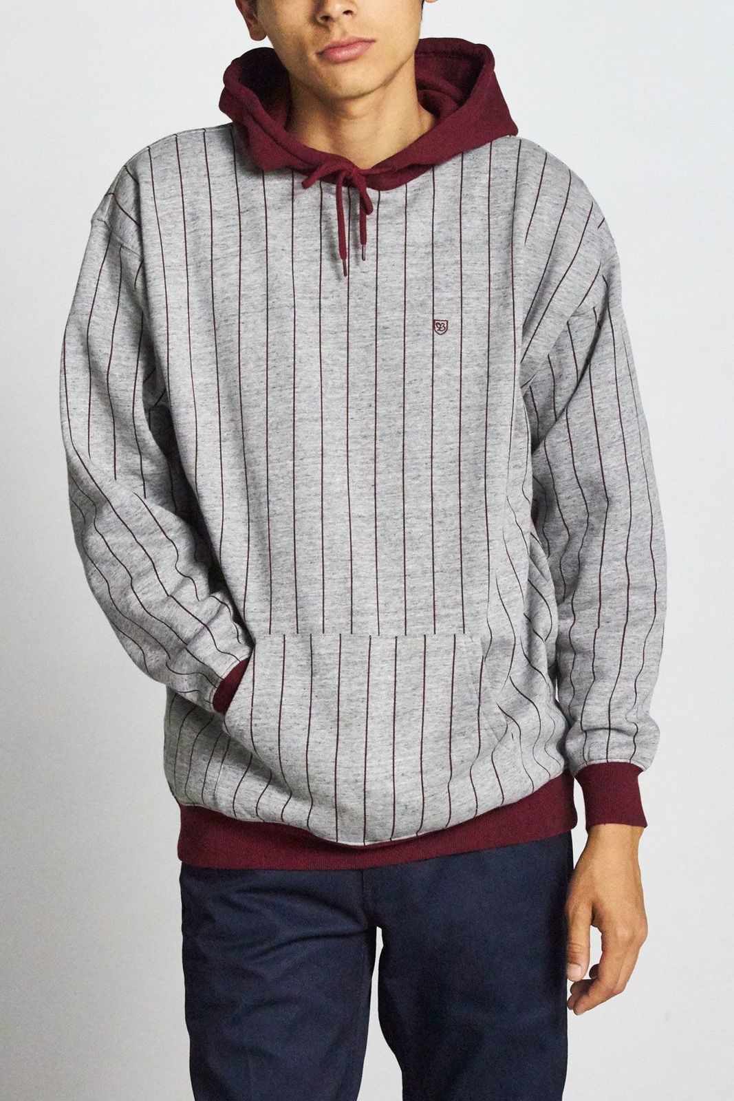BRIXTON bluza męska BRIXTON B-SHIELD INTL HOOD Heather Grey/Maroon