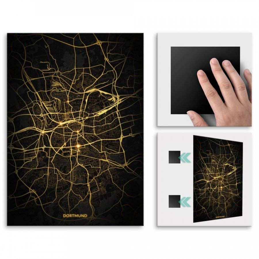 Pix4home Plakat metalowy Mapa Night Lights Dortmund M POS-M-03213