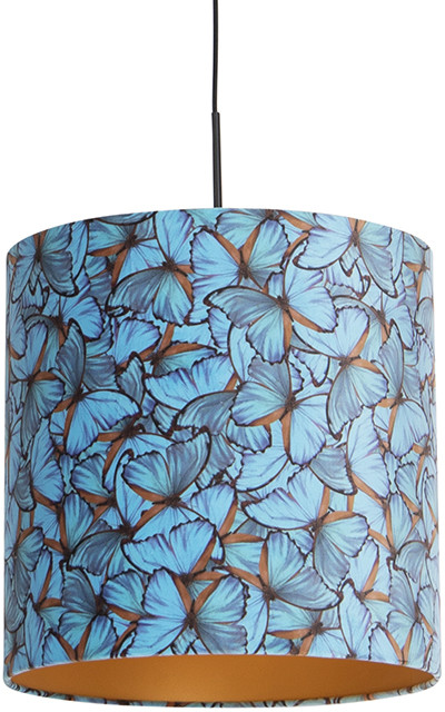 QAZQA Lampa wisząca z motylami w kolorze welurowym ze złotem 40 cm - Combi 98472