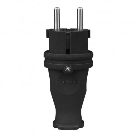 TP Electric Wtyczka gumowa prosta 16A 230V czarna Schuko 5085 3101-301-0300