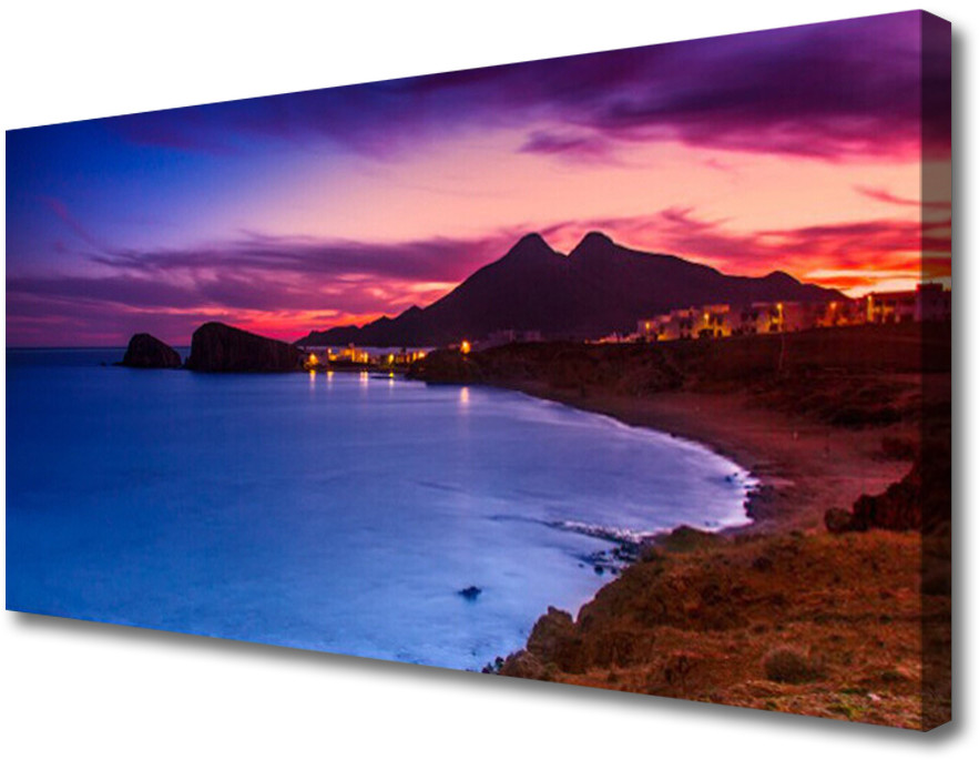 PL Tulup Obraz na Płótnie Morze Plaża Góry Krajobraz 140x70cm