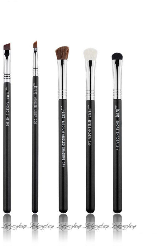 Jessup beauty JESSUP - Pro Brushes Set - Zestaw 5 pędzli do makijażu - T302 Black/Silver
