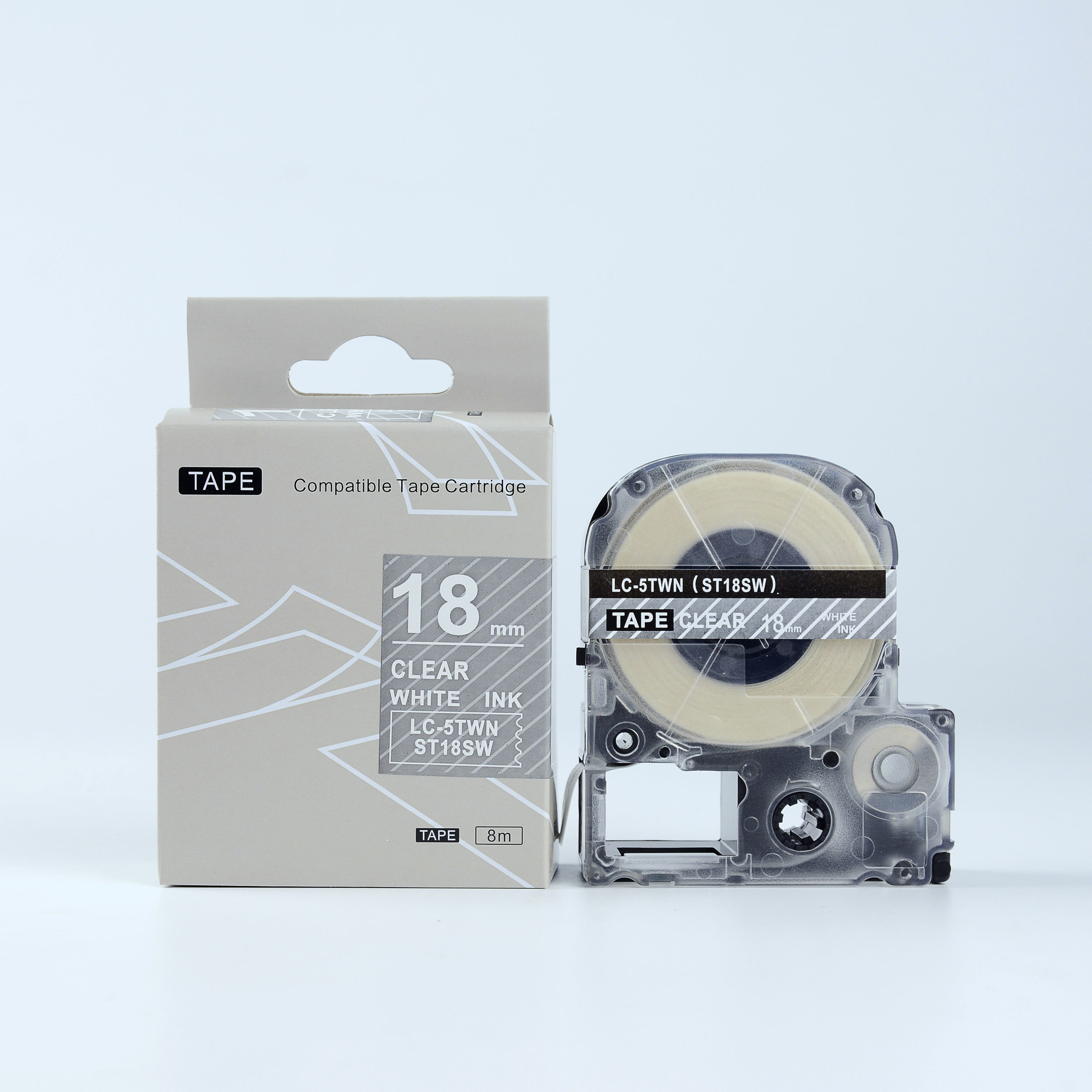 Epson LK-ST18SW, 18mm x 9m, biały druk / przezroczysty podkład, taśma zamiennik
