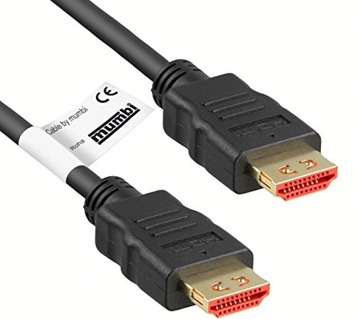 mumbi mumbi 1,00 m kabel HDMI High Speed z Ethernetem 4K / 3D obsługa przy 24 Hz z blokadą, czarny HDMI auf HDMI Kabel