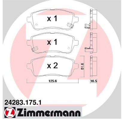 ZIMMERMANN Zestaw klocków hamulcowych, hamulce tarczowe 24283.175.1