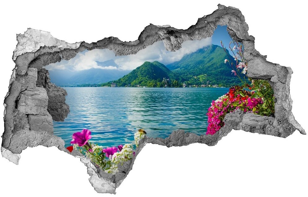 Wallmuralia.pl naklejka fototapeta  na ścianę Kwiaty nad jeziorem