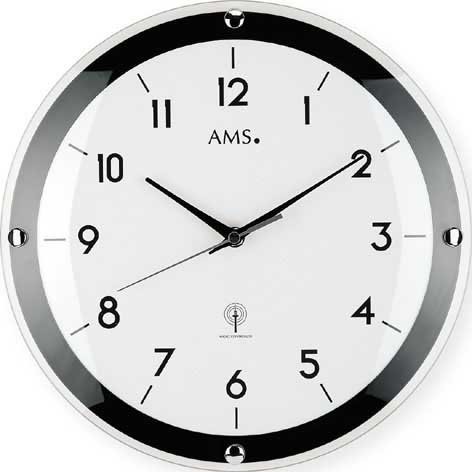 AMS unisex zegary ścienne radio analogowe szkło mineralne szkło 5906 F5906