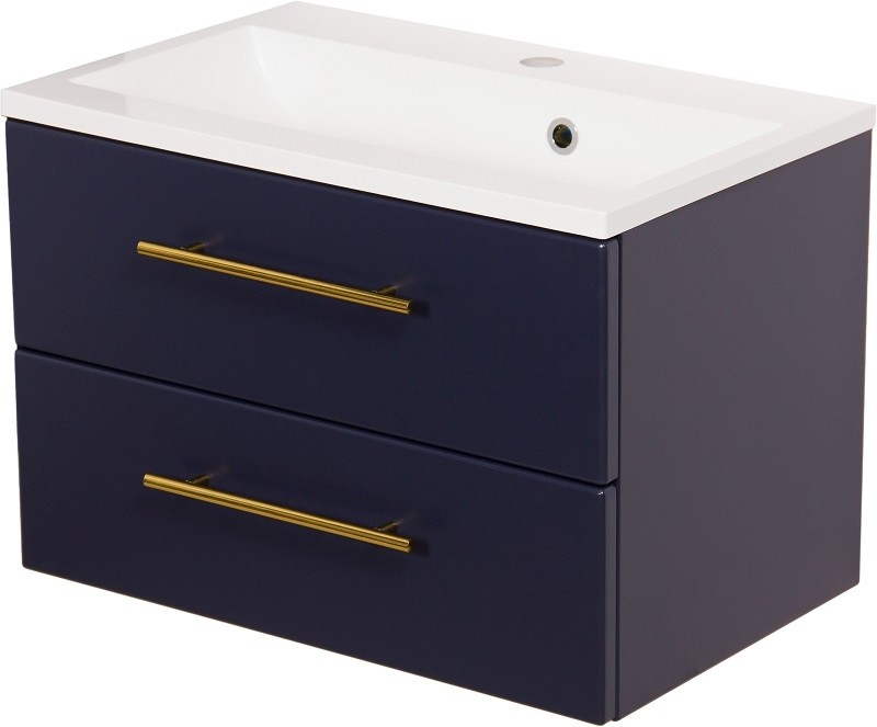Gante Szafka wisząca z umywalką granatowy mat 60 cm Belli Gold BEL-GN-U60/39/2+KIDDY-600
