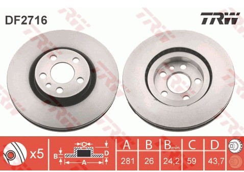 TRW Tarcza hamulcowa DF2716