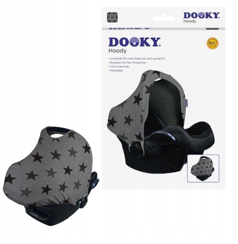 DOOKY Osłonka na budkę fotelika 0+ Hoody Grey Star