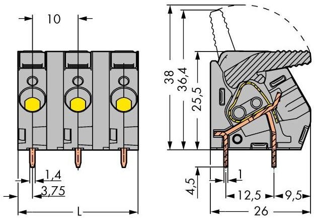 Wago Zacisk sprężynowy 6.00 mm Ilość PIN 4 2706-204 Kolor szary 30 szt 2706-204