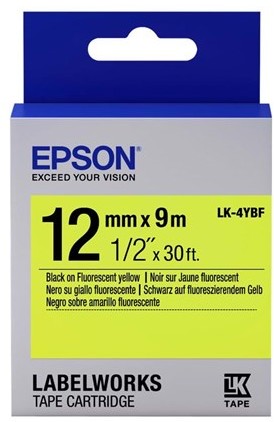 Zdjęcia - Papier Epson Taśma  LK-4YBF 12mm x 9m fluorescencyjna żółta / czarny nadruk 