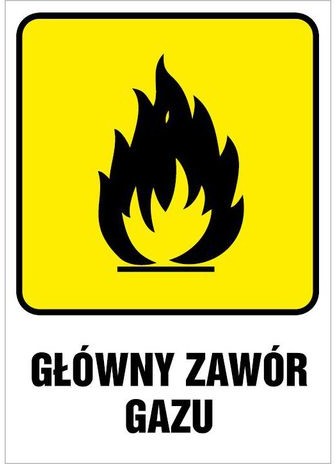 Znak informacyjny GŁÓWNY ZAWÓR GAZU