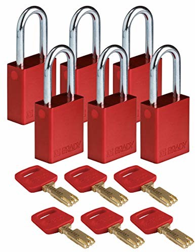 Brady Brady SafeKey Lockout kłódka aluminiowa czerwona 3,5 cm stalowa trzon klucz inny 6 szt 754473611187