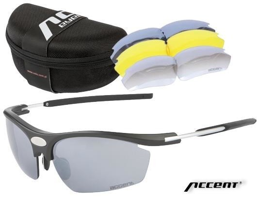 Accent Okulary Fever czarne matowe 3 pary soczewek