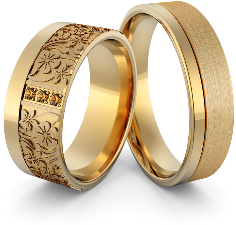 Eminence Obrączki ślubne z kwiatkami i topazami - Au-1070 Au-1070-4