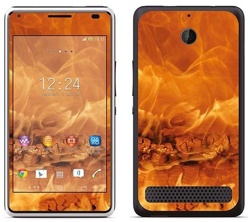 Sony Royal Sticker Royal tatuaż ścienny RS. 74208 samoprzylepny do Xperia E1 z motywem drewna w płomieniach RS.74208